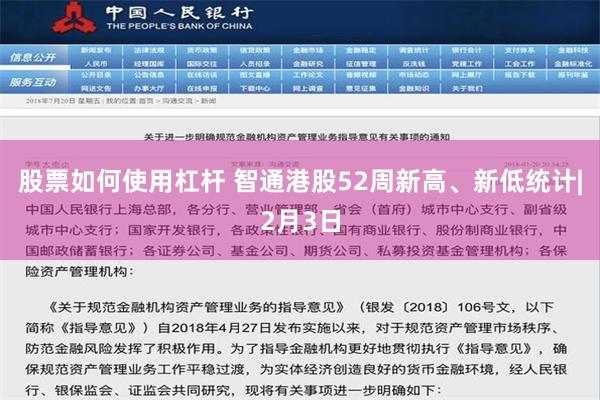 股票如何使用杠杆 智通港股52周新高、新低统计|2月3日